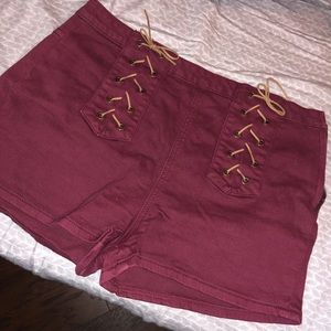 Cotton On maroon high waisted shorts!